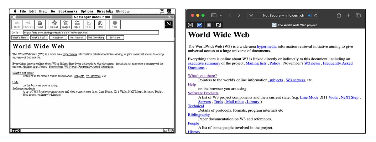 1991 browser and 2025 browser side-by-side
