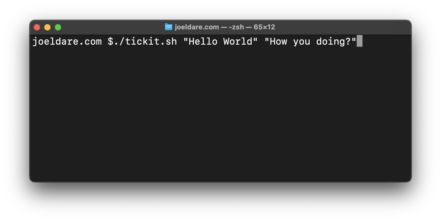 Screenshot of Tickit Command Line Program